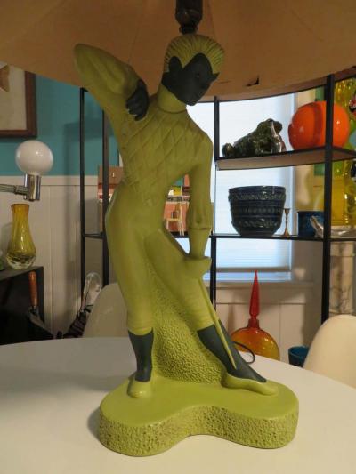  Reglor Fantastic Reglor of California Male Fencer Lamp with Original Shade circa 1951