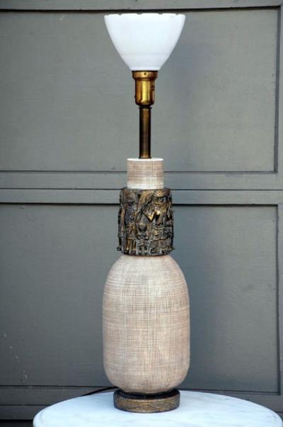 Reglor Impressive Ceramic and Gilt Bronze Lamp by Reglor of California