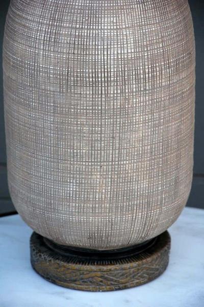  Reglor Impressive Ceramic and Gilt Bronze Lamp by Reglor of California
