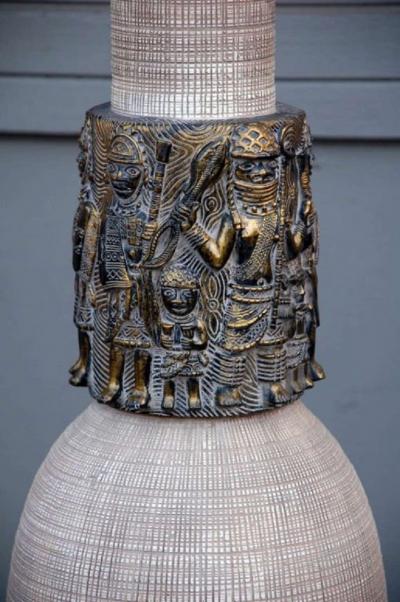  Reglor Impressive Ceramic and Gilt Bronze Lamp by Reglor of California