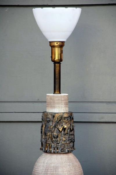  Reglor Impressive Ceramic and Gilt Bronze Lamp by Reglor of California