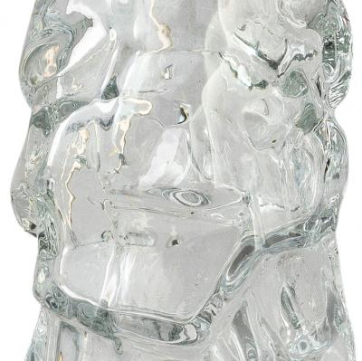 Reijmyre Glasbruk Pair of Brutalist Table Lamps with Rocky Column Bases in Crystal by Reijmyre
