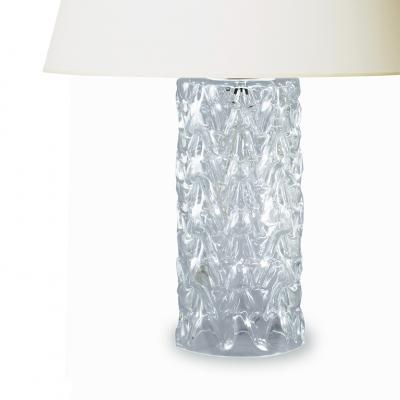  Reijmyre Glasbruk Pair of Mod Table Lamps with Hand Worked Triangle Pattern by Reijmyre