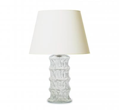  Reijmyre Glasbruk Pair of Mod Table Lamps with Hand Worked Triangle Pattern by Reijmyre