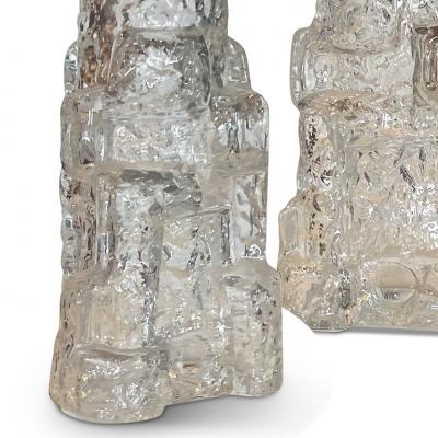  Reijmyre Glasbruk Pair of Petite Rustically Textured Glass Lamps by Reijmyre