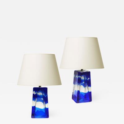  Reijmyre Glasbruk Pair of Sargasso Table Lamps in Hand Formed Galls by Reijmyre