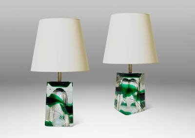  Reijmyre Glasbruk Pair of Table Lamps by Paul Kedelv for Reijmyre