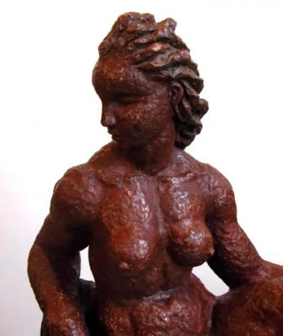  Rene Romage French 1940s Terra Cotta Sculpture of a Woman