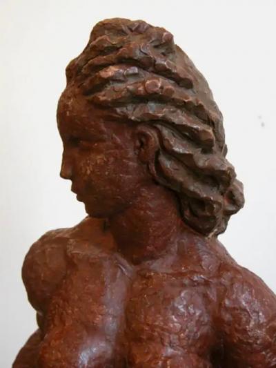  Rene Romage French 1940s Terra Cotta Sculpture of a Woman