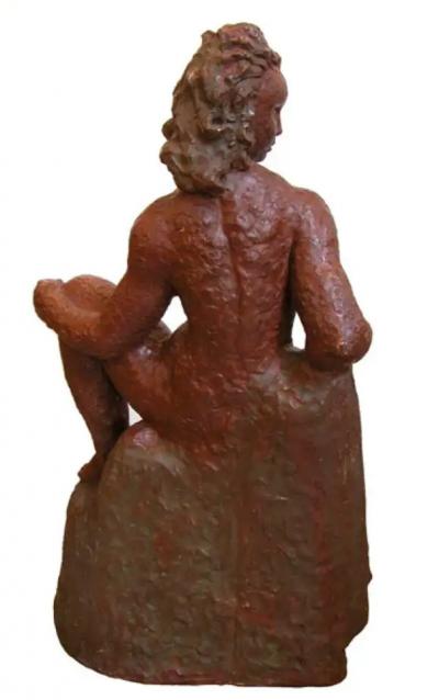  Rene Romage French 1940s Terra Cotta Sculpture of a Woman