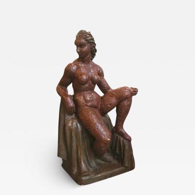  Rene Romage French 1940s Terra Cotta Sculpture of a Woman