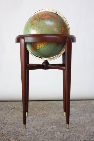  Replogle 1960s Replogle Illuminated Glass Globe on Mahogany Stand