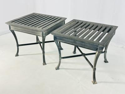  Restoration Hardware Pair of Restoration Hardware Antibes Aluminum Side Tables