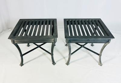  Restoration Hardware Pair of Restoration Hardware Antibes Aluminum Side Tables