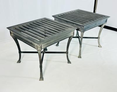  Restoration Hardware Pair of Restoration Hardware Antibes Aluminum Side Tables