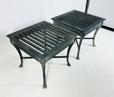  Restoration Hardware Pair of Restoration Hardware Antibes Aluminum Side Tables