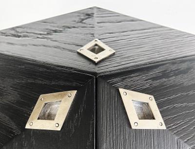  Restoration Hardware Restoration Hardware Sculptural Polyhedron Rolling Bar Cart with Hinged Doors