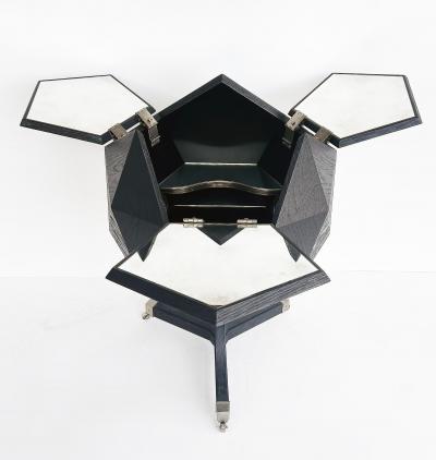  Restoration Hardware Restoration Hardware Sculptural Polyhedron Rolling Bar Cart with Hinged Doors