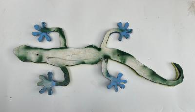  Rexx Fischer Monumental Glazed Ceramic Gecko Wall Sculpture by Rexx Fischer Florida Artist