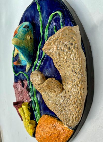  Rexx Fischer Queen Angel Fish Ceramic Wall Sculpture