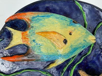  Rexx Fischer Queen Angel Fish Ceramic Wall Sculpture