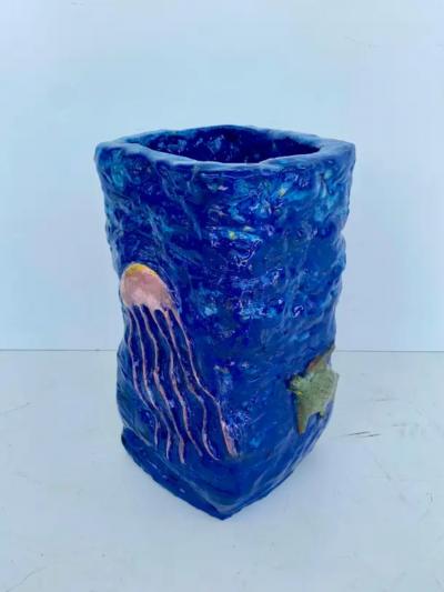Rexx Fischer Unique Hand Made Sculptural Glazed Ceramic Umbrella Stand by Rexx Fischer 2024