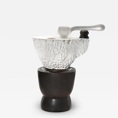  Richard A Hirsch Richard Hirsch Ceramic Altar Bowl with Blown Glass Ladle Sculpture 3 2020
