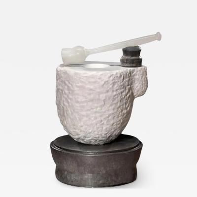  Richard A Hirsch Richard Hirsch White Marble Mortar and Glass Pestle Sculpture circa 2006 2010