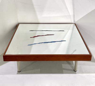  Rimadesio 1970s Italian Post Modern Pair of Mirrored Cherry Wood Eglomise Coffee Tables
