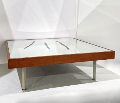  Rimadesio 1970s Italian Post Modern Pair of Mirrored Cherry Wood Eglomise Coffee Tables