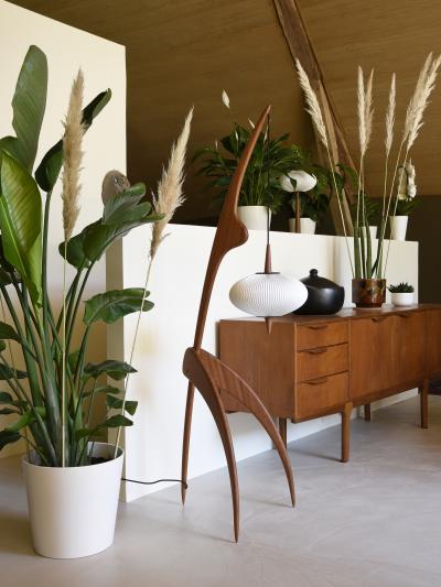  Rispal Large Rispal Praying Mantis Sculptural Floor Lamp in Mahogany