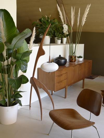  Rispal Large Rispal Praying Mantis Sculptural Floor Lamp in Mahogany