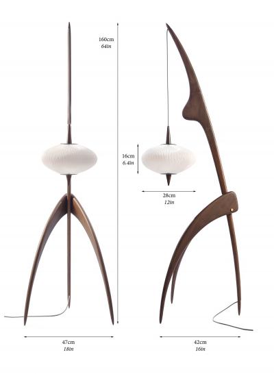  Rispal Large Rispal Praying Mantis Sculptural Floor Lamp in Mahogany