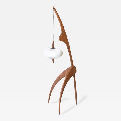  Rispal Large Rispal Praying Mantis Sculptural Floor Lamp in Mahogany