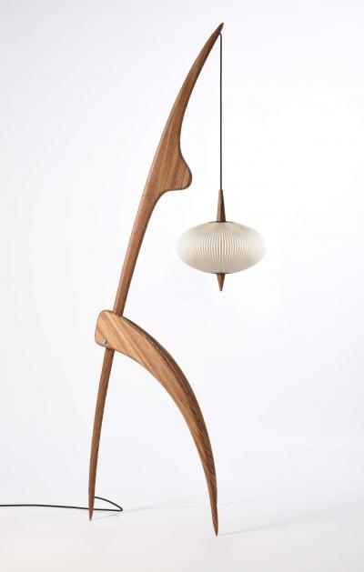  Rispal Limited Edition Rispal Preying Mantis Z brant Floor Lamp in Zebra Wood