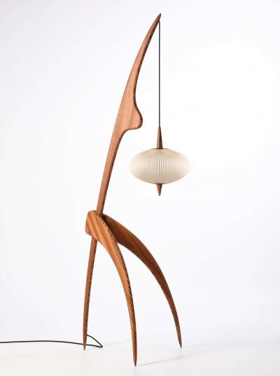  Rispal Limited Edition Rispal Preying Mantis Z brant Floor Lamp in Zebra Wood