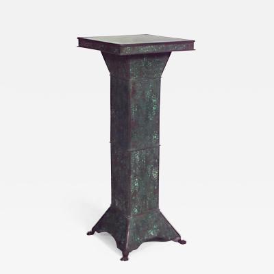  Riviere Studios Art Nouveau Patinated Metal Filigree Pedestal