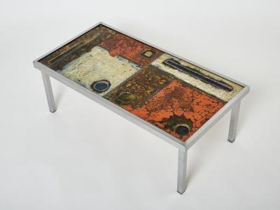  Robert Jean Cloutier Robert and Jean Cloutier ceramic steel coffee table 1950s