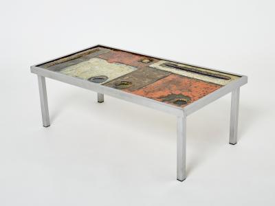  Robert Jean Cloutier Robert and Jean Cloutier ceramic steel coffee table 1950s