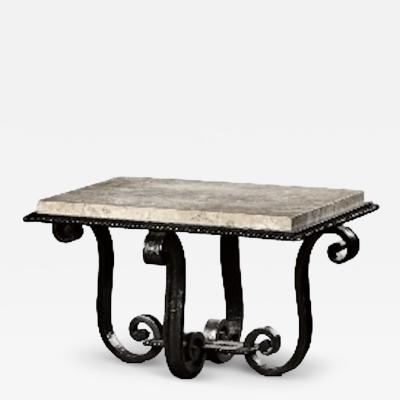  Robert Merceris French Art Deco Wrought Iron Side Table by Robert Merceris