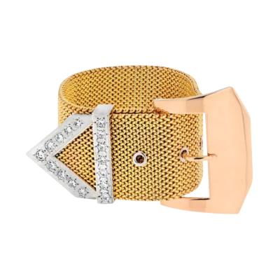  Roberto Coin ROBERTO COIN 18K YELLOW GOLD DIAMOND BELT BUCKLE BRACELET