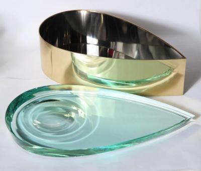  Roberto Giulio Rida Sculptured Glass Box by R Rida made in Italy