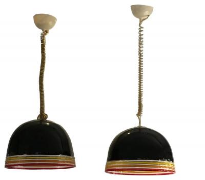  Roberto Pamio Noti Massari Renato Toso Pair of Mid Century Murano Glass Suspension Lights by Roberto Pamio