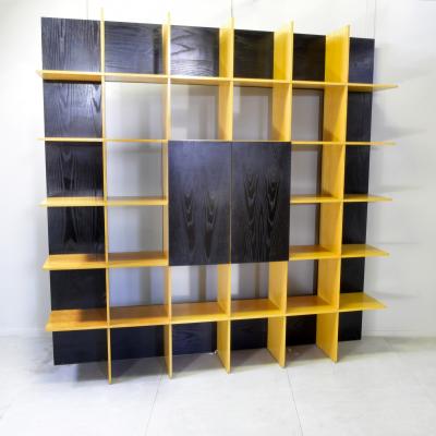  Roberto Pamio Noti Massari Renato Toso Roberto Pamio Renato Toso for Stilwood Grid Bookcase Ash and Black Lacquer 70s