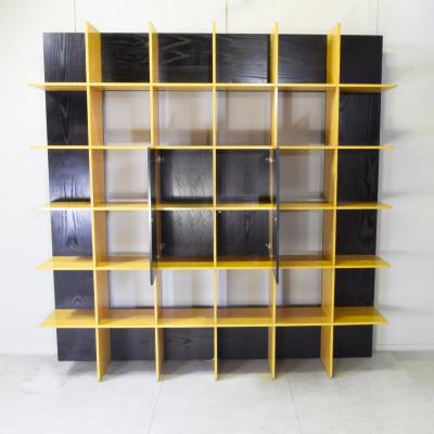  Roberto Pamio Noti Massari Renato Toso Roberto Pamio Renato Toso for Stilwood Grid Bookcase Ash and Black Lacquer 70s