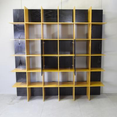  Roberto Pamio Noti Massari Renato Toso Roberto Pamio Renato Toso for Stilwood Grid Bookcase Ash and Black Lacquer 70s