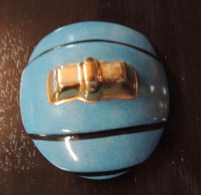  Robj Co French Double Head Art Deco ROBJ Paris signed Ceramic Jar Bonbonniere 1930