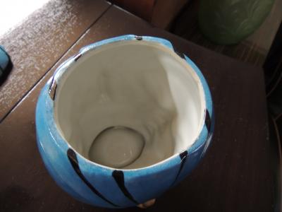  Robj Co French Double Head Art Deco ROBJ Paris signed Ceramic Jar Bonbonniere 1930