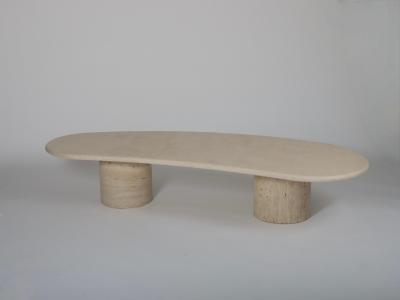  Roccotelli Milano Architectural organic shape travertine coffee table