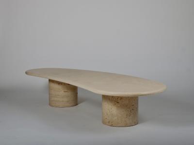  Roccotelli Milano Architectural organic shape travertine coffee table